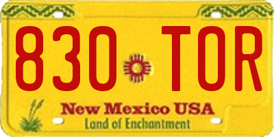 NM license plate 830TOR