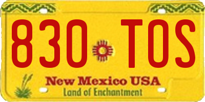 NM license plate 830TOS