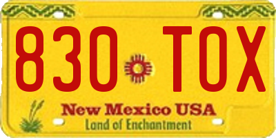 NM license plate 830TOX