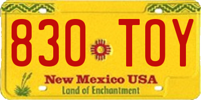 NM license plate 830TOY