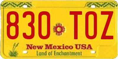 NM license plate 830TOZ