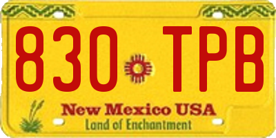 NM license plate 830TPB