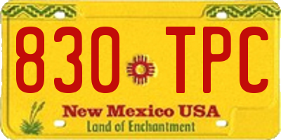 NM license plate 830TPC