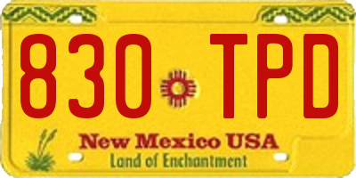 NM license plate 830TPD