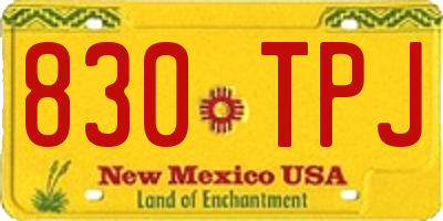 NM license plate 830TPJ