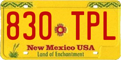 NM license plate 830TPL