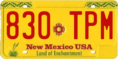 NM license plate 830TPM