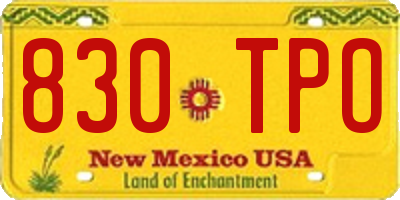 NM license plate 830TPO