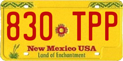 NM license plate 830TPP