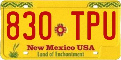 NM license plate 830TPU