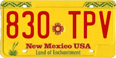 NM license plate 830TPV