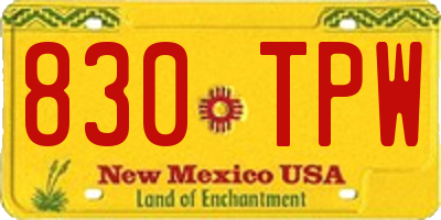 NM license plate 830TPW