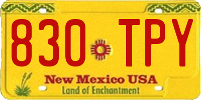 NM license plate 830TPY