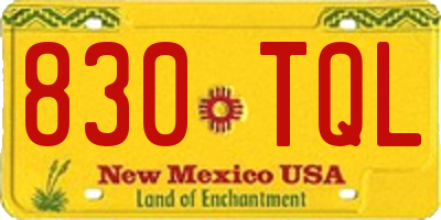 NM license plate 830TQL