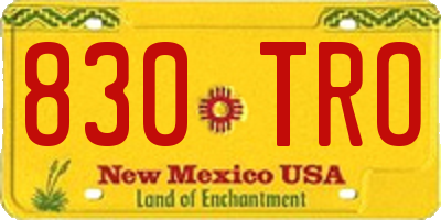 NM license plate 830TRO