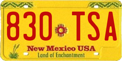 NM license plate 830TSA