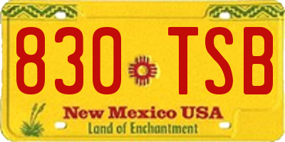NM license plate 830TSB