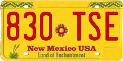 NM license plate 830TSE