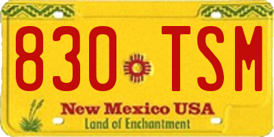 NM license plate 830TSM