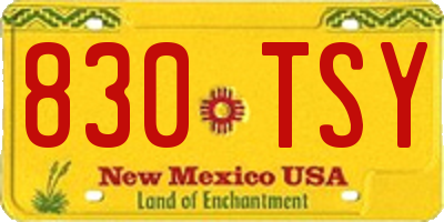 NM license plate 830TSY