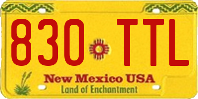 NM license plate 830TTL
