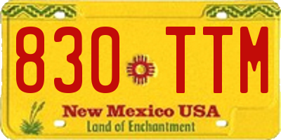 NM license plate 830TTM
