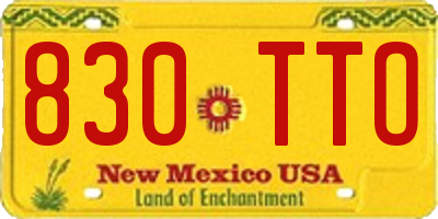 NM license plate 830TTO
