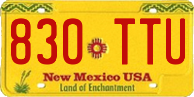 NM license plate 830TTU