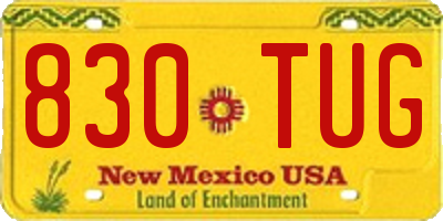 NM license plate 830TUG
