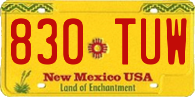 NM license plate 830TUW