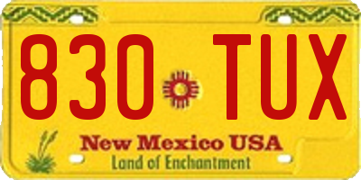 NM license plate 830TUX