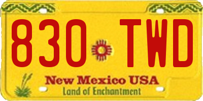 NM license plate 830TWD