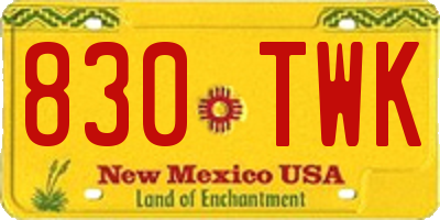 NM license plate 830TWK