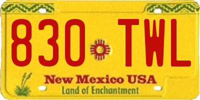 NM license plate 830TWL