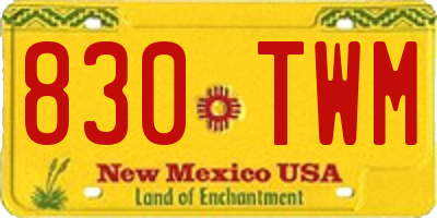 NM license plate 830TWM