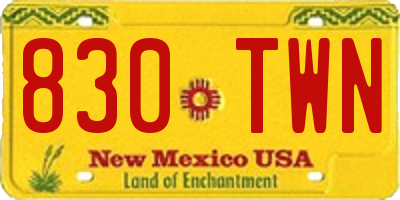 NM license plate 830TWN