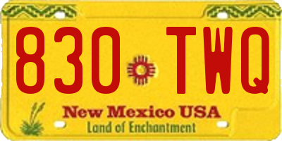 NM license plate 830TWQ