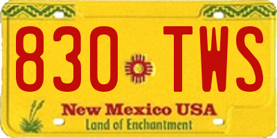 NM license plate 830TWS