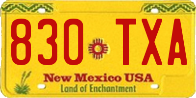 NM license plate 830TXA