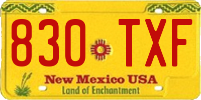 NM license plate 830TXF
