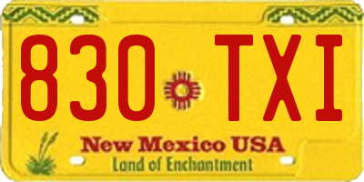 NM license plate 830TXI