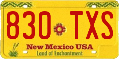 NM license plate 830TXS