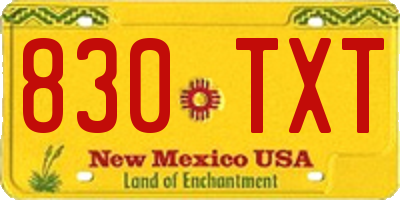 NM license plate 830TXT