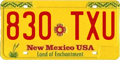 NM license plate 830TXU