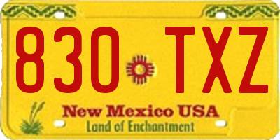 NM license plate 830TXZ