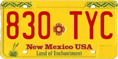 NM license plate 830TYC