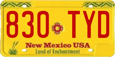 NM license plate 830TYD