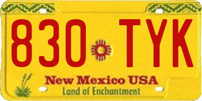 NM license plate 830TYK