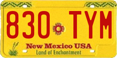 NM license plate 830TYM