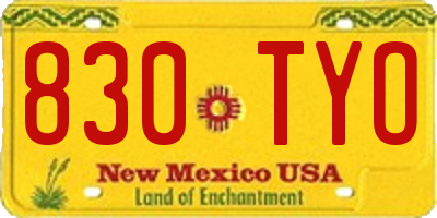 NM license plate 830TYO